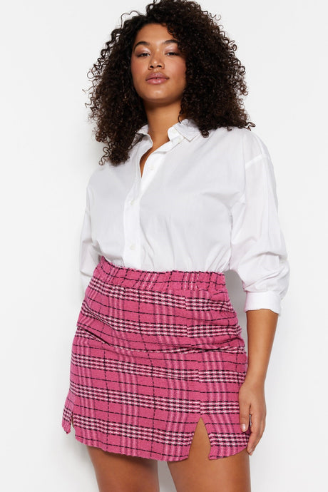 Plaid Pattern Tweed Skirt Tbbaw23az00025