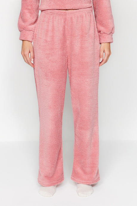 Pink Wellsoft Hooded Ear Detailed Sweatshirt-pants Knitted Pajama Set Thmaw24pt00030