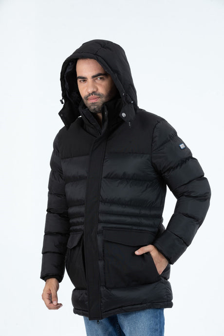 Men's Long Removable Hooded Padded Windproof Water Repellent Inflatable Coat 9712 Gfx9712