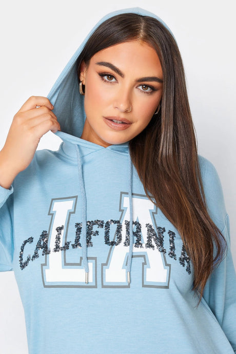 Plus Size Hoodie Sweatshirt With Sequin And Lettering Detail Long Sleeve Pocket 302566 Byk-23y-30256