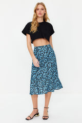 Animal Print Midi Woven Skirt With Multicolor End Flounce Viscose Fabric Twoss19fg0026