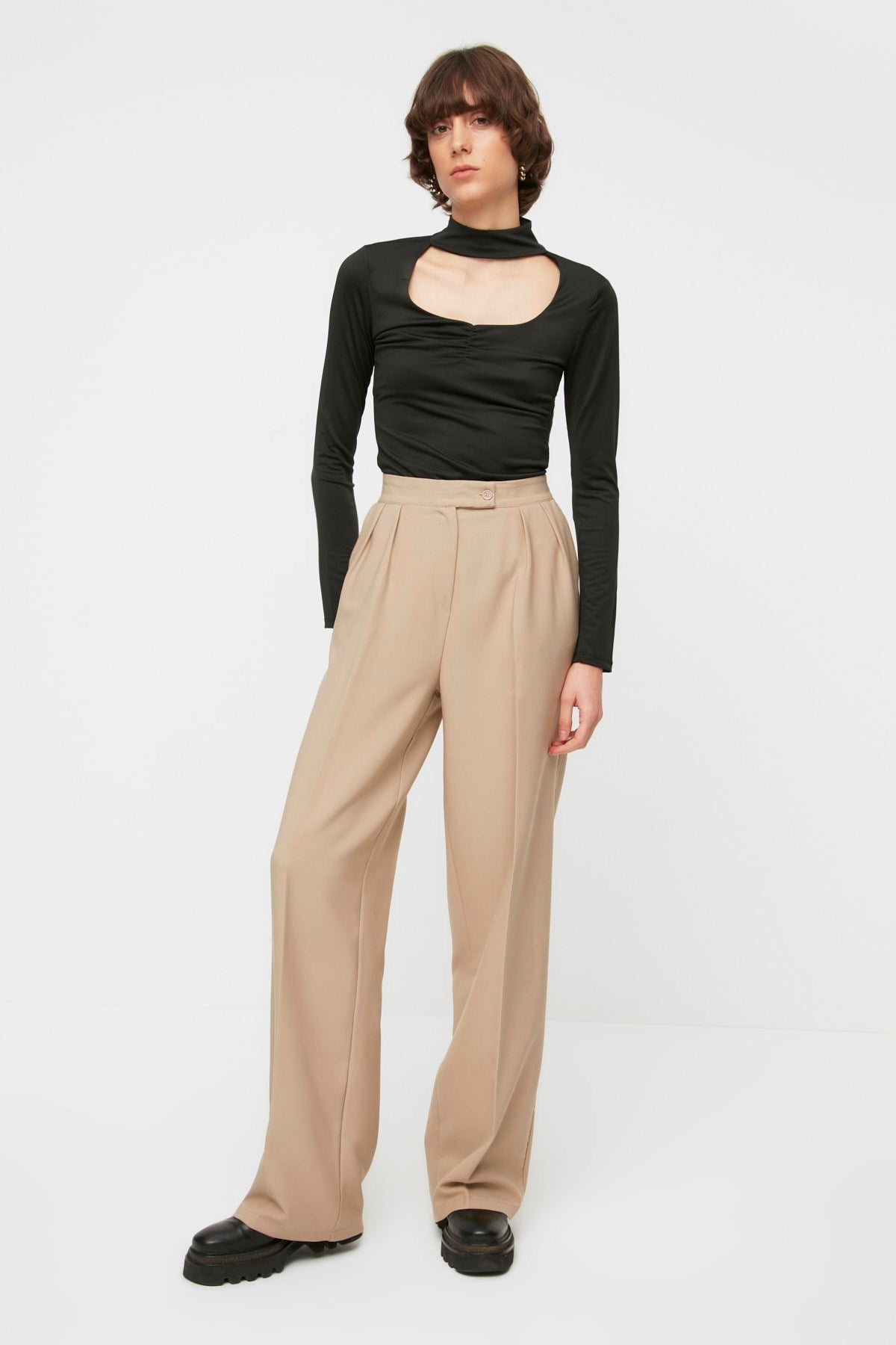 Oil Wide Leg Wide Leg High Waist Woven Pants Twoaw22pl0066