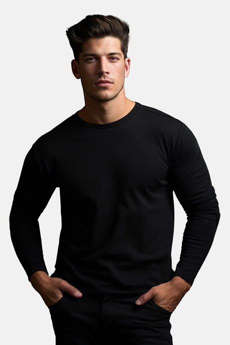 White Men's Plus Size Casual 100% Cotton Long Sleeve Regular/regular Fit T-shirt Tmnaw24bf00001