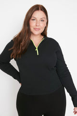 Black Collar Detailed Knitted Blouse Tbbaw23af00012