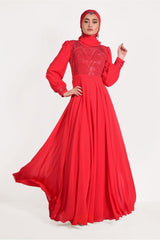 Women's Coral Chiffon Evening Dress T 5426 19yabltr5426