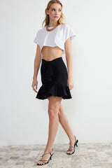 Black Ruffled Mini Skirt Tprss24et00006