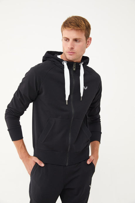 Men's Navy Organic Cotton Pocket Zipper Hooded Casual And Sports Tracksuit Top 0802 Tb23my06s0802-1