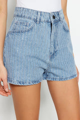 Blue Stone High Waist Denim Shorts Twoss23sr00191