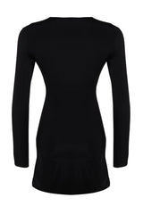 Black Skirt Long Sleeve Regular Surf Swimsuit Tbess24ma00053