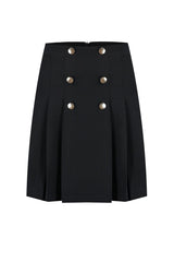 Black Button Detailed High Waist Pleated Mini Woven Skirt Twoaw22et0243