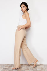 Beige Wide Leg/wide Leg Woven Pants Twoss24pl00061