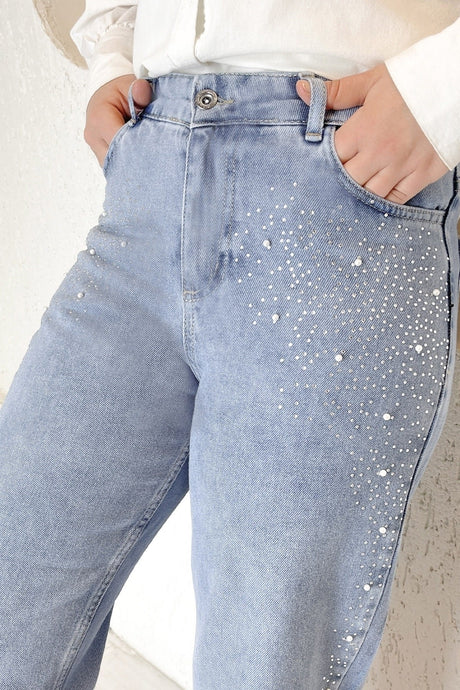 Bead Detailed Jeans - Ice Blue Ms00or73832