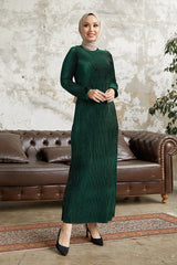 Elza Back Tie Velvet Burkini Dress - Oil Green Ms00an61012