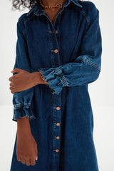 Blue Stitching Detailed Oversize Denim Dress Twoaw22el0072