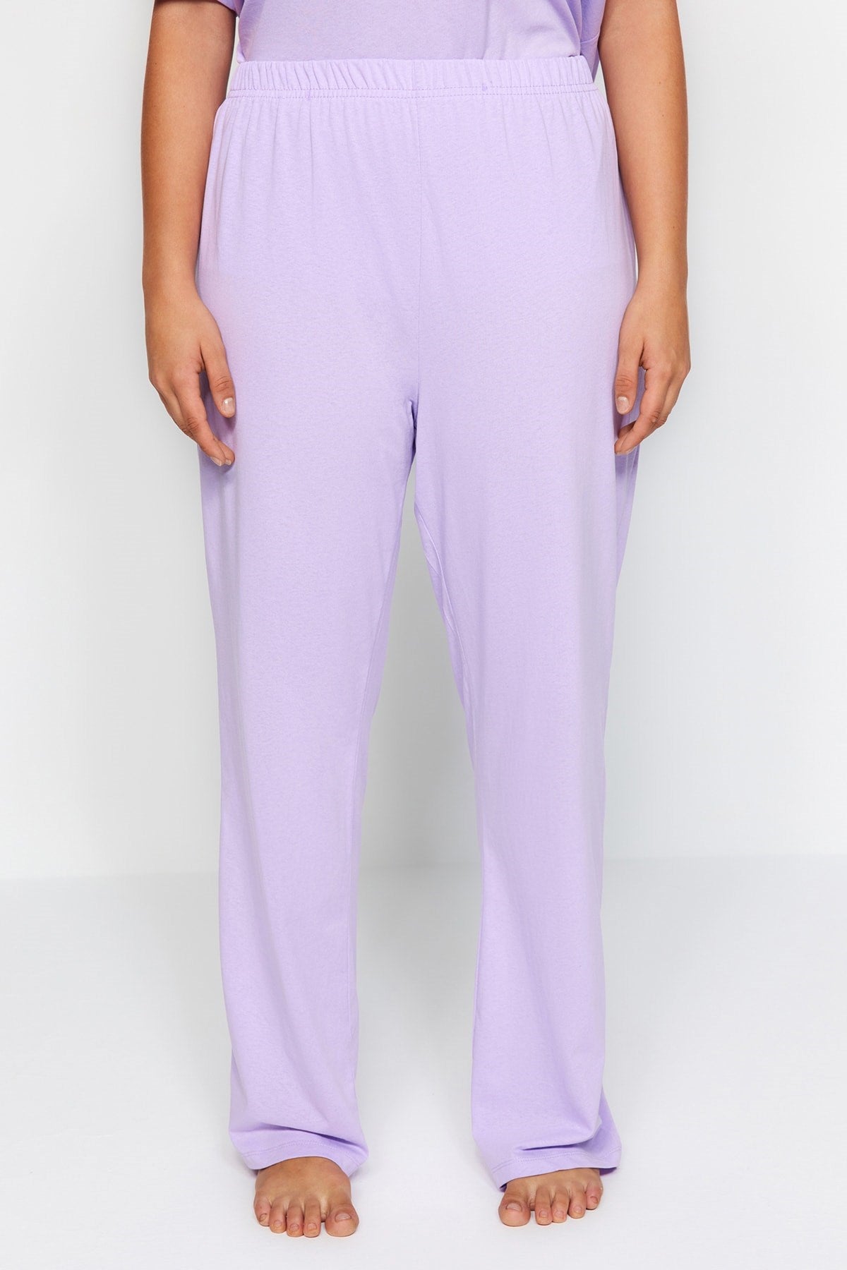 Lilac Printed Pocket Detailed Knitted Pajama Set Tbbaw24ai00004