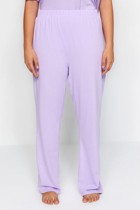 Lilac Printed Pocket Detailed Knitted Pajama Set Tbbaw24ai00004