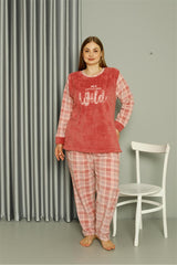 Welsoft Fleece Women Plus Size Powder Pajama Set 808040