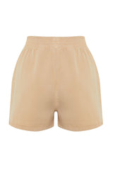 Beige 100% Tencel™ Elastic Waist Denim Shorts & Bermuda Twoss24sr00060