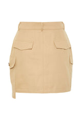 Dark Beige Pocket Detailed Mini Woven Skirt Twoss24et00053