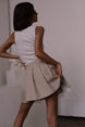 Rina Pleated Beige Mini Skirt 2039