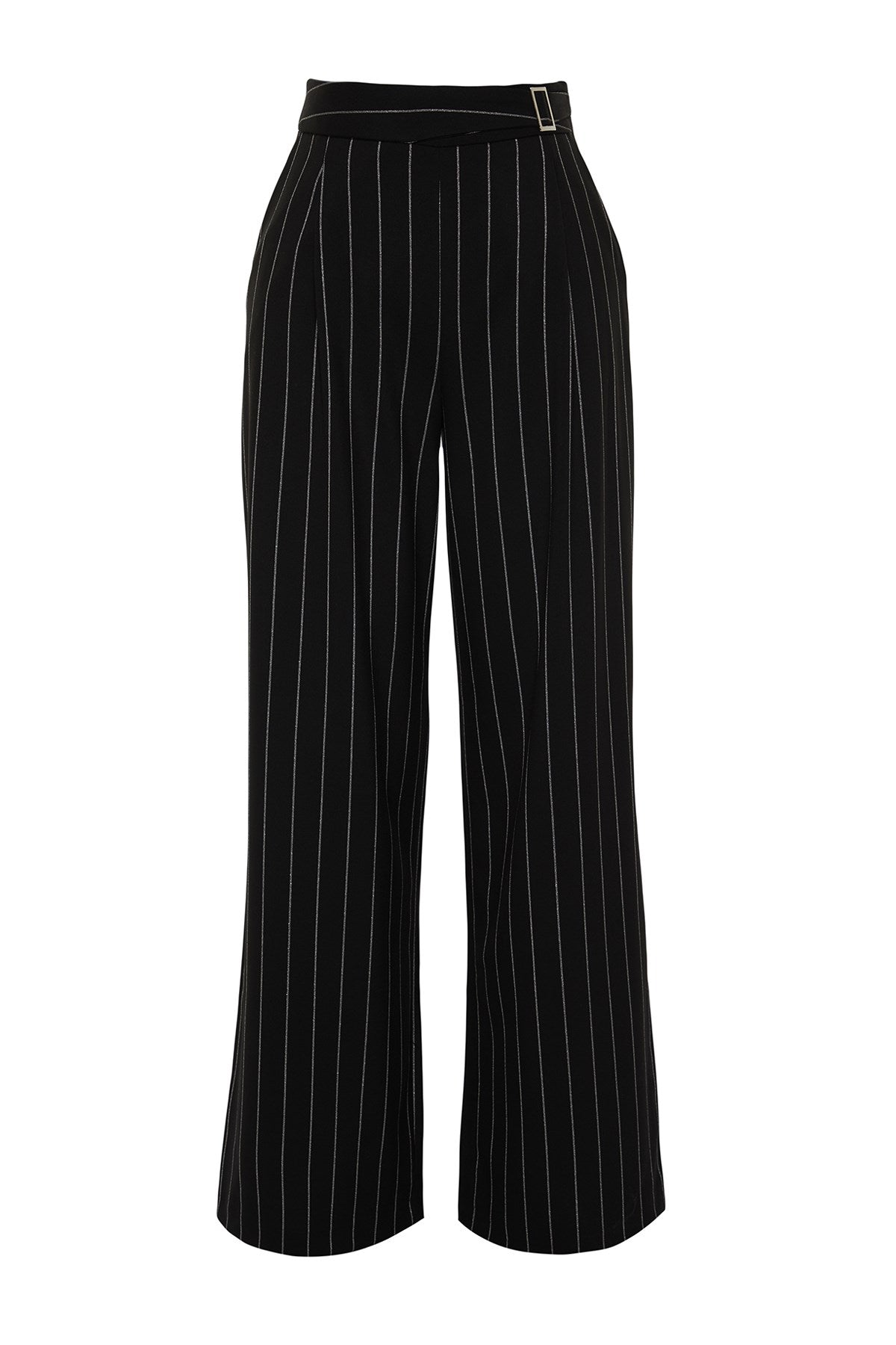 Grey Wide Leg/wide Leg Sim Detailed Woven Striped Pants Twoss23pl00223