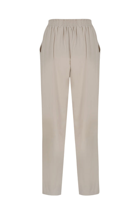 Women's Beige Staple Detailed Waist Part Elastic Pants Lg-oz242-pnt