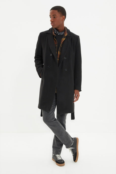 Black Men Regular Fit Long Coat Tmnaw21kb0101