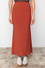 Cinnamon Body-fitting Fish Form Flexible Maxi Skirt Twoss24et00155