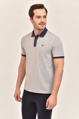 Men's Grey Basic Cotton Solid Color Short Sleeve Sport&casual Polo Collar T-shirt 8982 Tb20ml07s8982