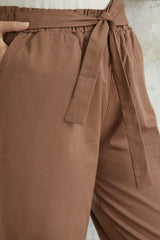 Norisa Belted Gabardine Carrot Pants - Black Ms00in200143