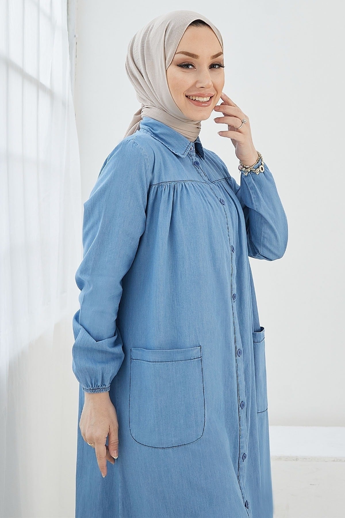 Mayra Robi Pocket Denim Dress - Light Blue Ms00in0922