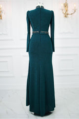 Women's Blue (oil) Stone Embroidered Evening Dress T 1753 24yabltr1753