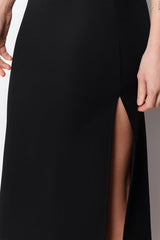 Black Back Neckline Midi Knit Dress Tedss24el00003