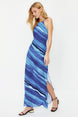 Multi Color Sleeveless Shift/straight Cut Maxi Lined Woven Dress Twoss23el02238