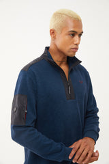 Men's Navy Blue Half Zipper Soft Textured Sweatshirt 1550 Tb23ml11w1550-1