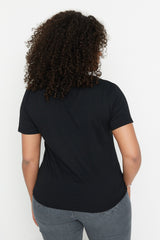 Black Window/cut Out Detailed Knitted T-shirt Tbbss22bf00001