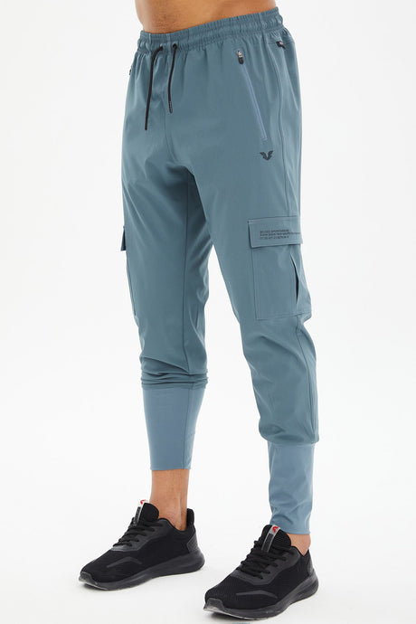 Men's Grey Thin Woven Fabric Cargo Pocket Plain Sports And Casual Sweatpants 0775 Tb23ml05s0775-1