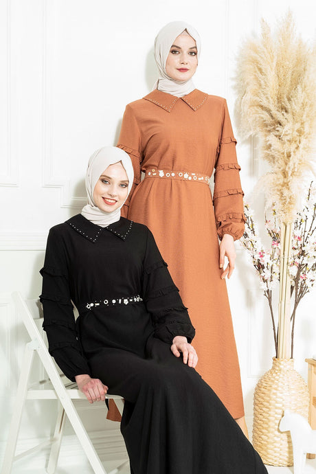 Pharmaceutical Ethnic Stone Embroidered Burkini Beige Dress 5318 T22el3m5318