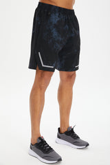 Men's Black Pattern Thin Woven Fabric Training Daily Sports Running Short Mini Jogger Shorts 0634 Tb