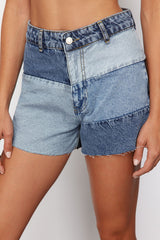 Blue Color Block Denim Shorts & Bermuda Twoss24sr00131