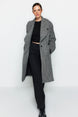 Anthracite Oversize Wide Cut Long Woolen Cashmere Coat Twoaw23kb00168