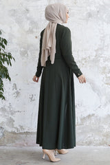 Velvet Collar Button Belt Knitted Abaya - Plum Ms00tz7001