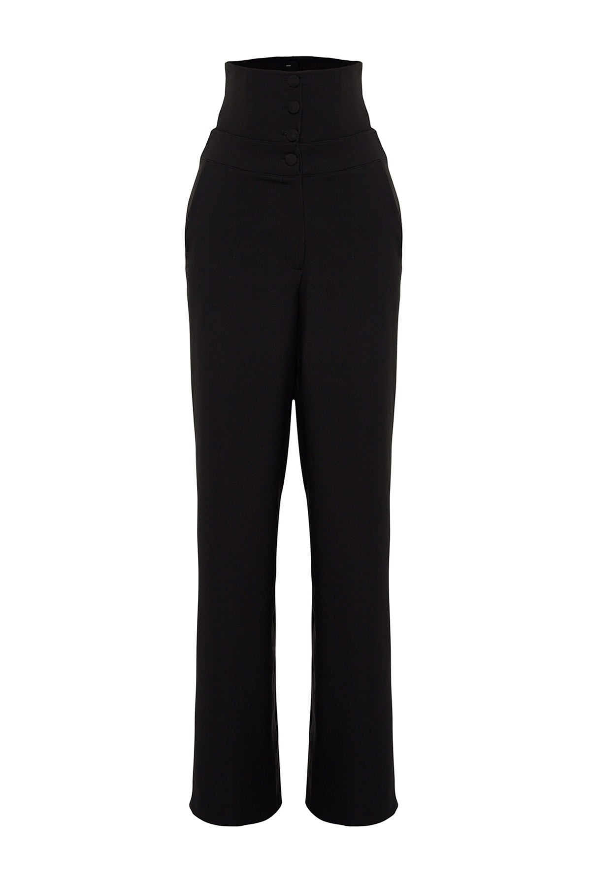 Black Woven Corset Detailed Pants Tprss23pl00033