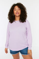 Lilac Slit Detailed Knitted Slim Sweatshirt Tbbss22sw0172