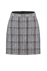 Black Plaid Cashmere Fabric Mini Woven Skirt Twoaw20et0120