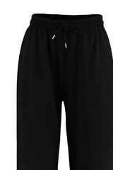 Black Wide Leg Slim Sports Sweatpants Twoaw22ea0053