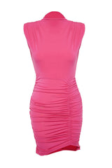 Fuchsia Knitted Bodyfitting Draped Dress Tprss24el00162