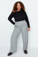 Black Double Button Asymmetric Patched Woven Pants Tbbaw23ar00038