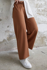 Loose Scuba Pants With Waist Belt - Stone Ms00mb00809