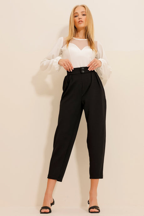 Women's Coffee High Waist Carrot Pants Alc-x11148